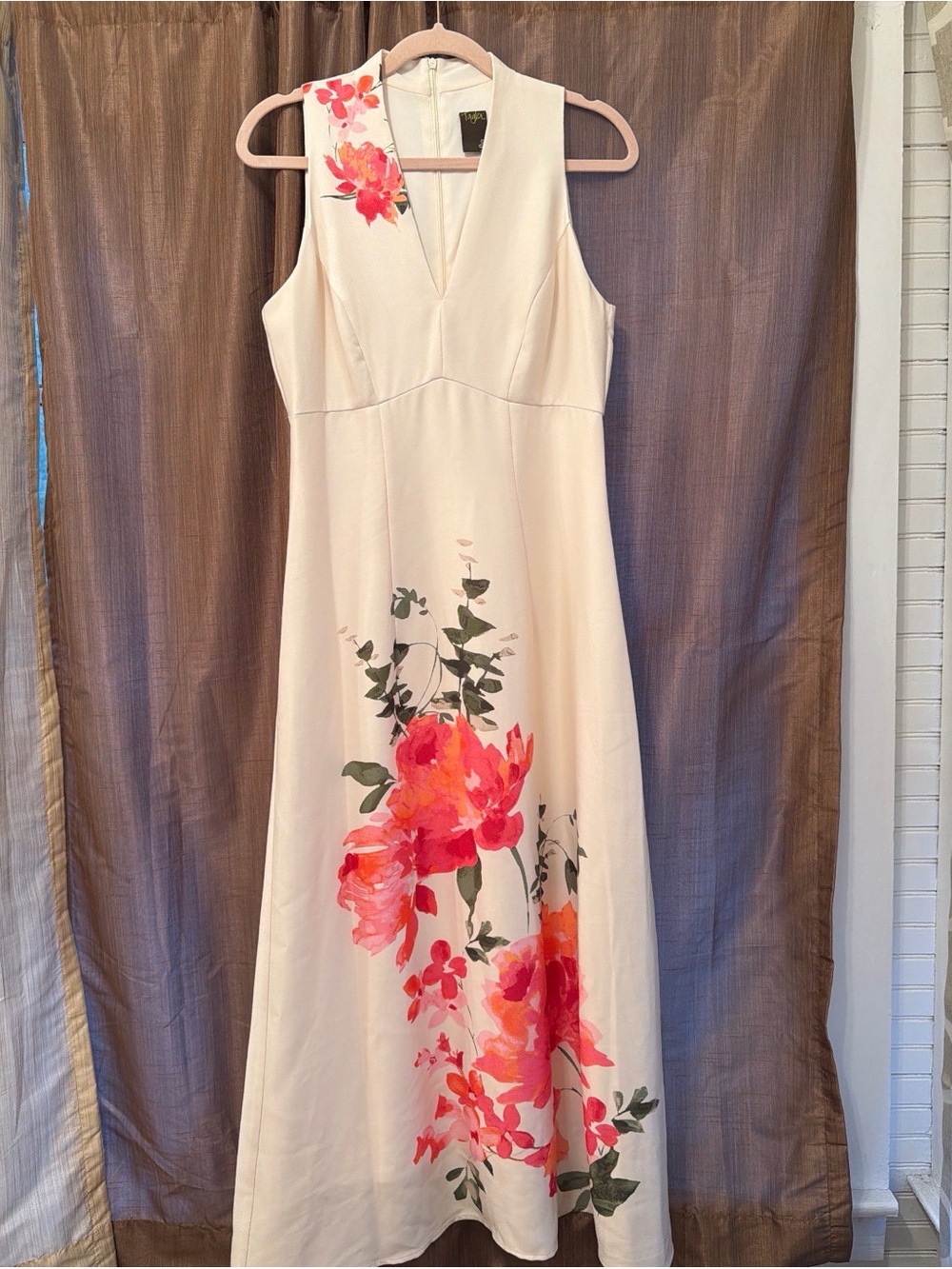 Taylor Cream Maxi Dress with Pink & Coral Floral Print
